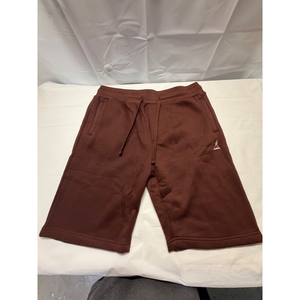 Kangol Mens Fleece Sweat Shorts Brown Embroidered Logo Drawstring K921835 Large
